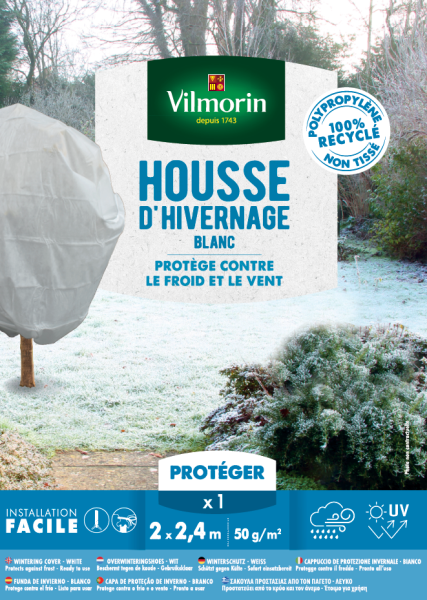 Croissance et protection des végétaux - Housse d'hivernage - 2 m x 2,4 m - Blanc - face recto